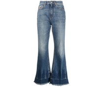 Cropped-Jeans mit ausgefransten Kanten