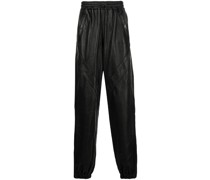 leather pipe-trim trousers