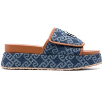 Pantoletten mit Monogramm-Print