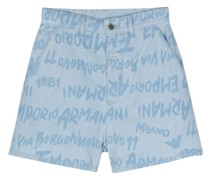 Chambray-Shorts mit Logo-Print
