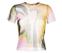 abstract-print stretch-mesh top