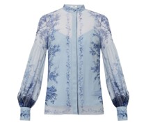 floral-print bishop-sleeve blouse