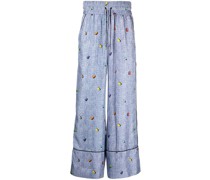 Seidenhose mit gestreiftem Print