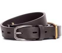 mixed-metal thin leather belt