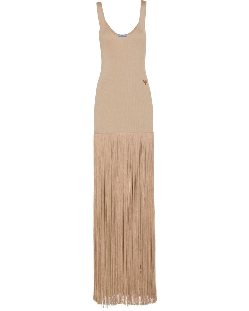 Prada Damen Strickkleid mit Fransen