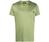satin crew-neck cotton T-shirt