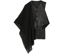 asymmetric panelled leather vest