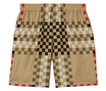 Shorts aus Seide mit Pixel-Check