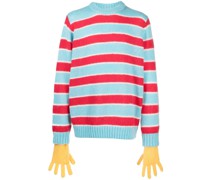 Gestreifter Pullover mit Handschuhen