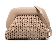 cable knit leather satchel bag