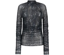 Mesh-Oberteil mit abstraktem Print