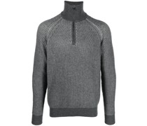 Gerippter Pullover mit Reißverschluss