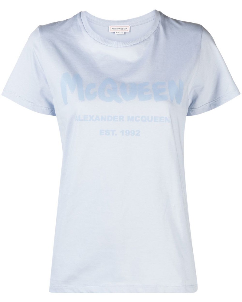 Alexander McQueen Damen T-Shirt mit Graffiti-Print