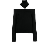 off-shoulder high-neck Pullover