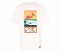 T-Shirt mit abstraktem Reiher-Print