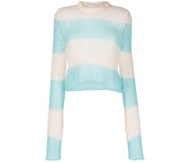 Gestreifter Pullover mit Lochstrickmuster