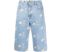 Jeans-Shorts mit Blumen-Print