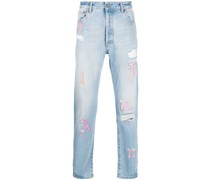 Tapered-Jeans in Distressed-Optik