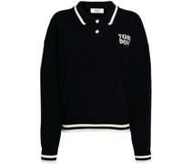 logo-intarsia knitted polo shirt