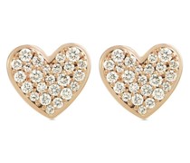 18kt Caviar Heart Rotgoldohrringe mit Diamant