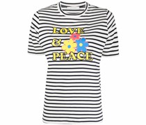 Gestreiftes T-Shirt mit Slogan-Print