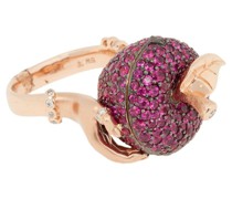 18ct Rotgoldring mit Diamanten und Rubinen