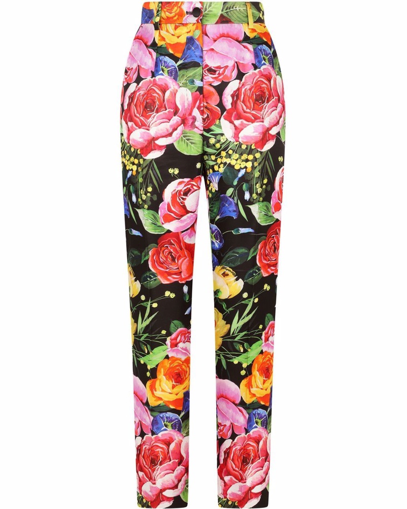 Dolce & Gabbana Damen Taillenhose mit Blumen-Print