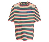 Gestreiftes T-Shirt mit Logo-Stickerei