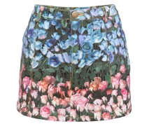 Jeansrock mit Rosen-Print