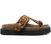 Wildledersandalen mit Leo-Print