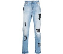 Gerade Jeans mit Logo-Patches