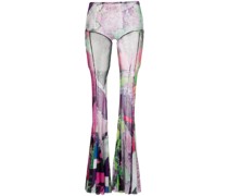 Schlaghose aus Mesh mit Print