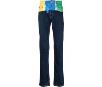 Schmale Jeans in Colour-Block-Optik
