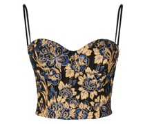 Cropped-Top mit Blumenstickerei