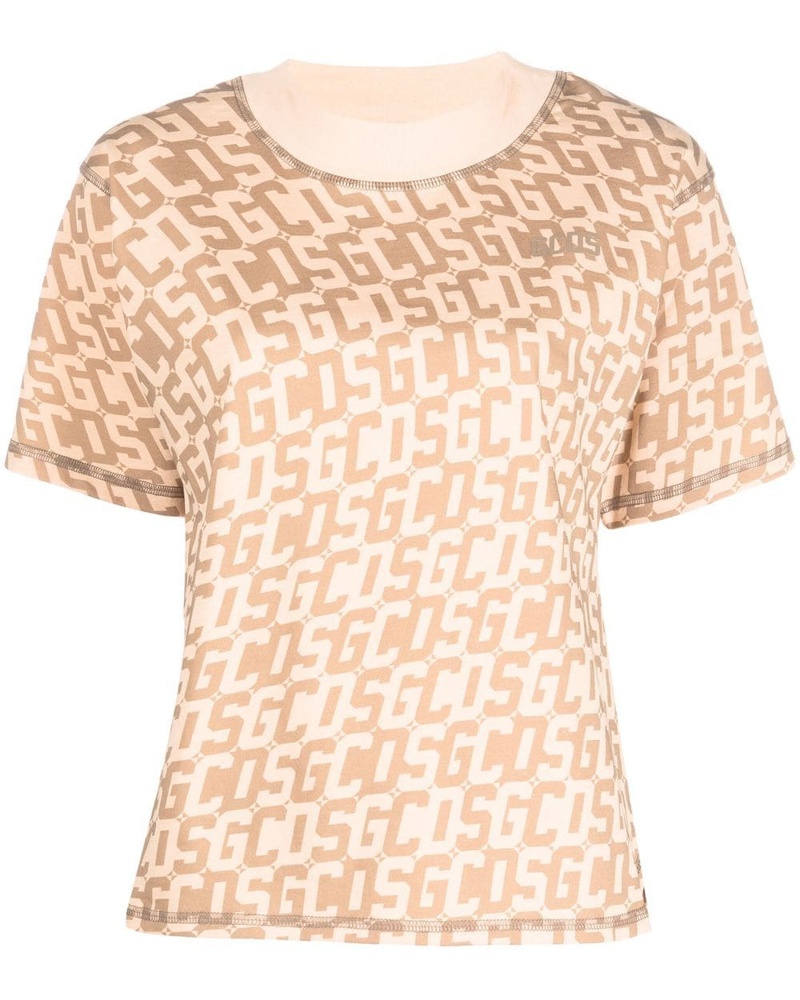 GCDS Damen T-Shirt mit Monogrammmuster JV7207 GCDS Damen T-Shirt mit Monogrammmuster JV7207
