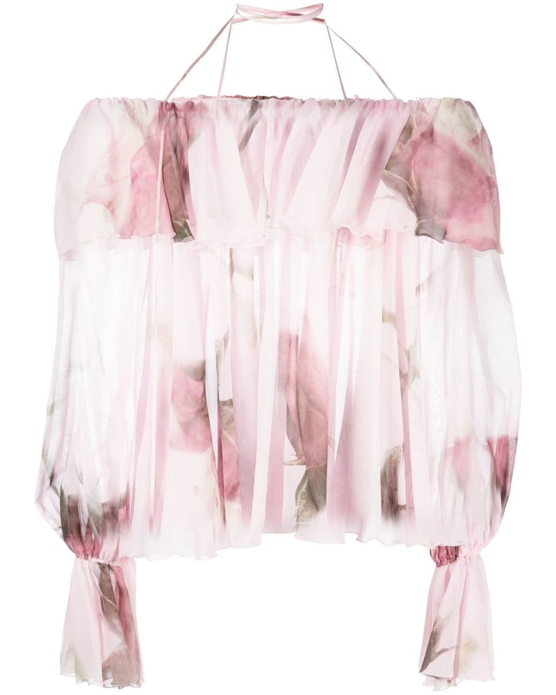 Blumarine Damen Bluse mit Blumen-Print