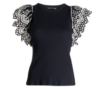 guipure-lace embellished top