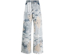 Grid Lace Jeans mit Applikation