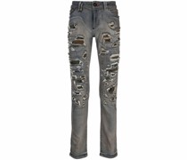 Slim-Fit-Jeans mit Camouflage-Print