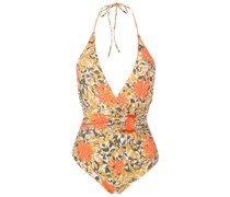 Neckholder-Badeanzug mit Blumen-Print