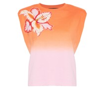 floral-print ombré T-shirt