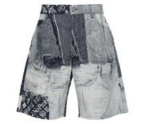 Jeans-Shorts mit Jacquard-Patchwork