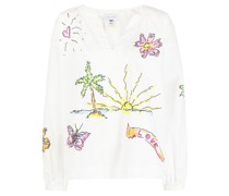 Bluse mit grafischem Print