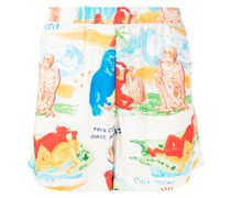 Tencel-Shorts mit grafischem Print