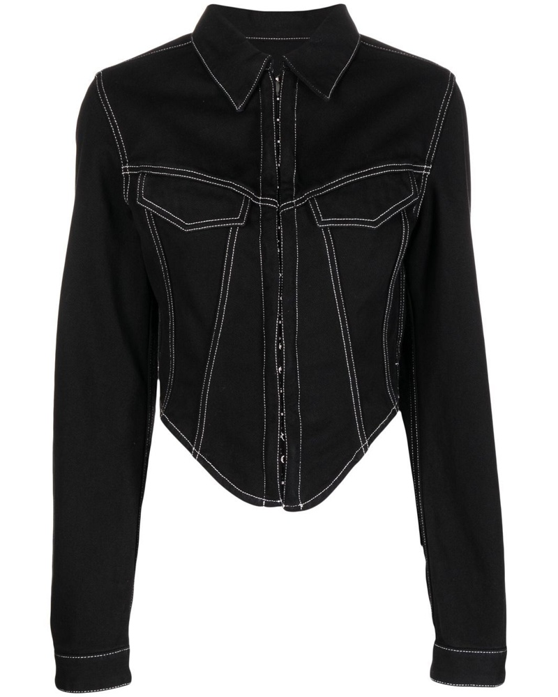 Dion Lee Damen Jeansjacke mit Corsage-Effekt
