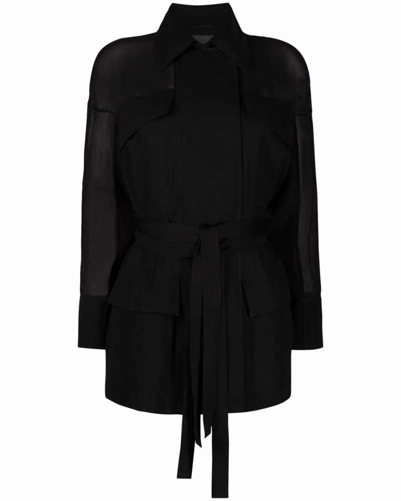 Ferragamo Damen Hemdjacke mit Bindegürtel