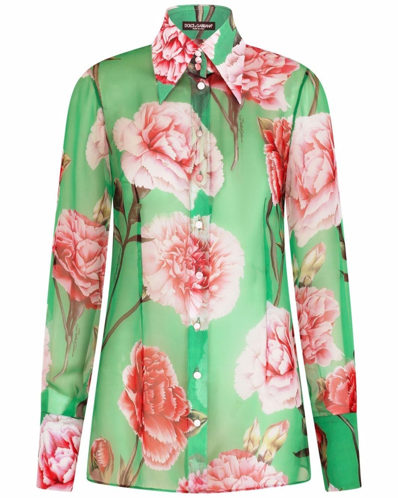 Dolce & Gabbana Damen Seidenhemd mit Blumen-Print