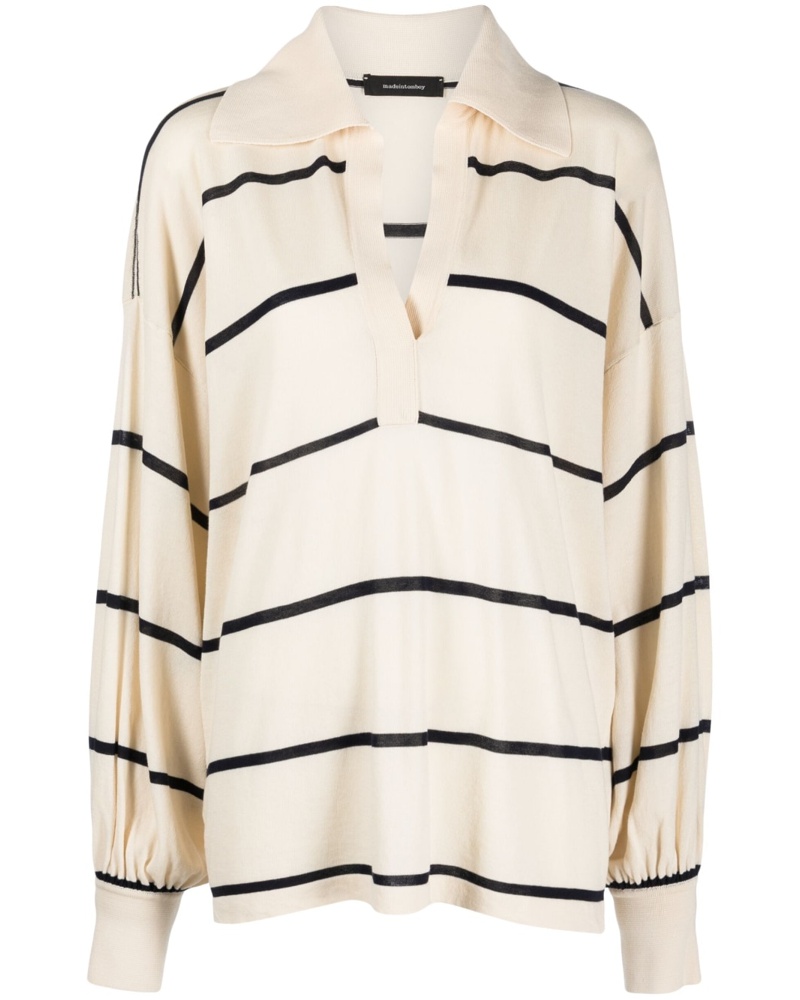 Made in Tomboy Damen Gestreiftes Poloshirt