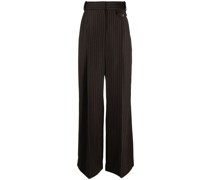 pinstripe flared wool trousers