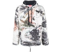 abstract-print drop-shoulder hoodie